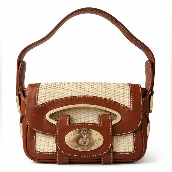 Bally Brown and Cream Woven Shoulder bag - Picture 3 of 15